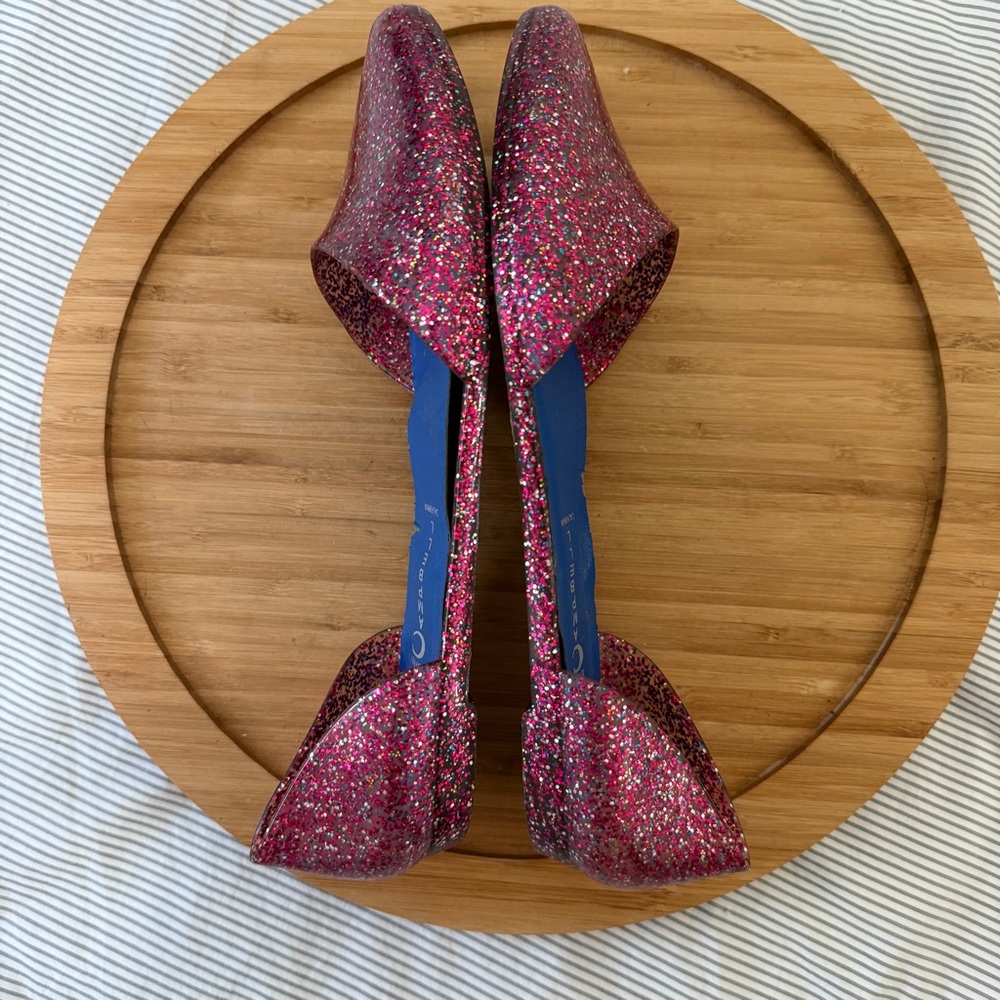 Jeffrey Campbell Pink Glitter Jelly Point Flats Slip On Barbie Girly size 9 - Picture 4 of 6